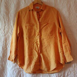 Banana Republic Orange  100% Linen Blend Long Sleeve Button Down SZ LG